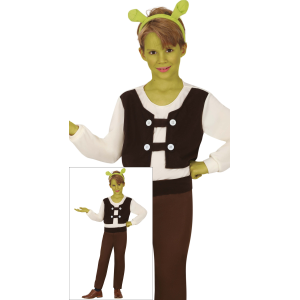 COSTUME MOSTRO DELLA PALUDE TRAVESTIMENTO ORCO VERDE CARNEVALE COSPLAY SHREK FESTE IN MASCHERA - 7872