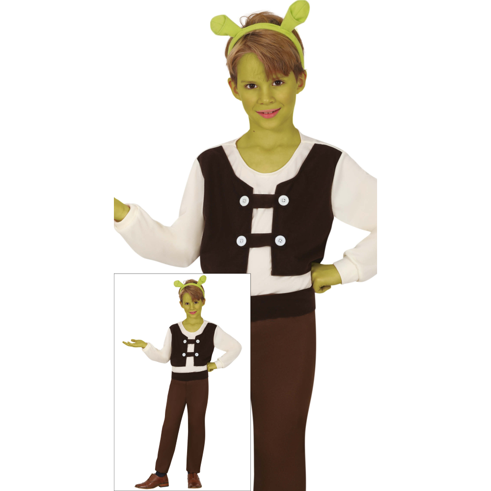 COSTUME MOSTRO DELLA PALUDE TRAVESTIMENTO ORCO VERDE CARNEVALE COSPLAY SHREK FESTE IN MASCHERA - 7872