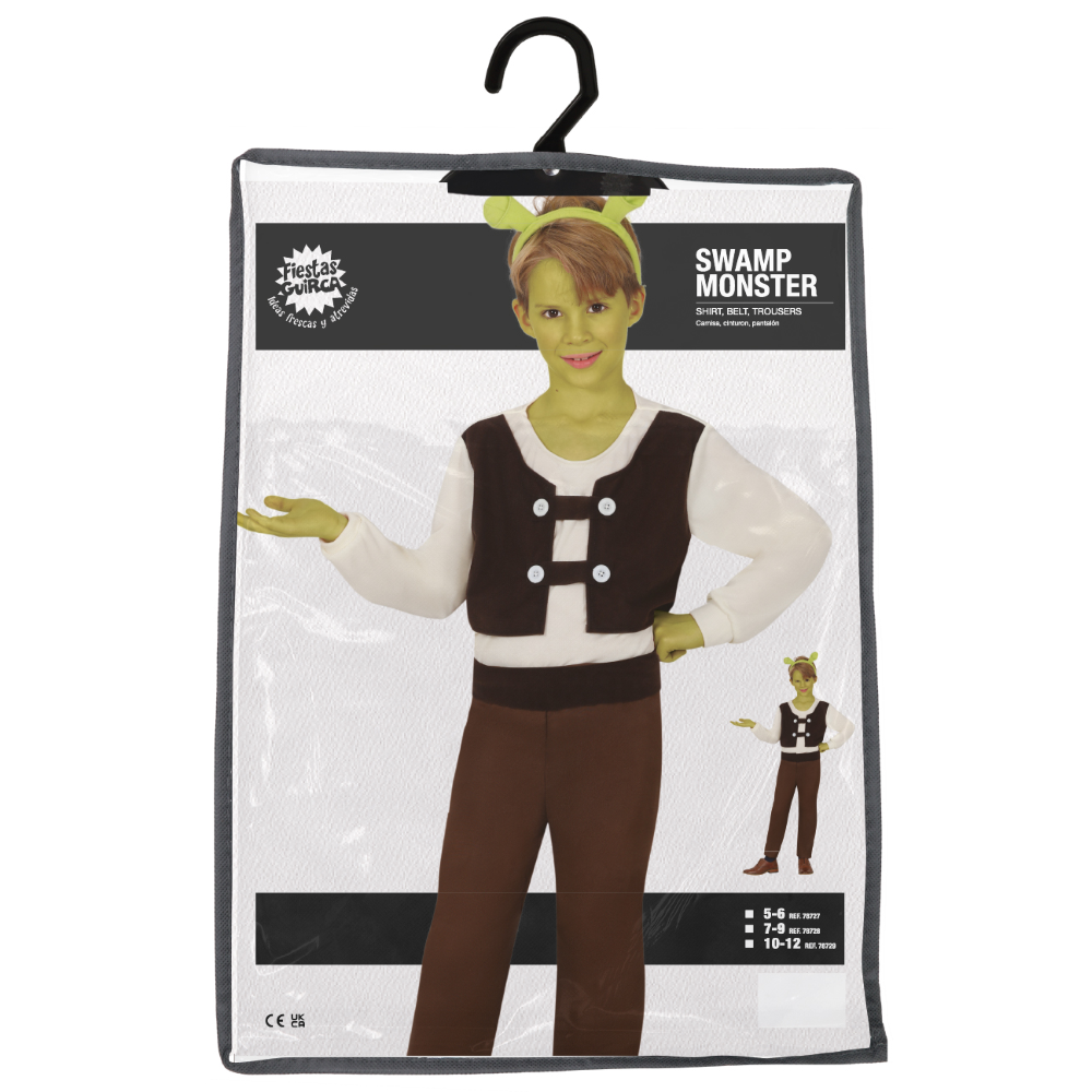 COSTUME MOSTRO DELLA PALUDE TRAVESTIMENTO ORCO VERDE CARNEVALE COSPLAY SHREK FESTE IN MASCHERA - 7872