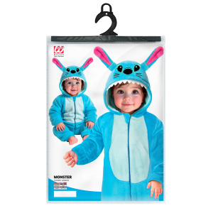 COSTUME MOSTRO STITCH IN MORBIDO VELLUTO TUTA CON CAPPUCCIO TRAVESTIMENTO CARNEVALE COSPLAY FESTE IN MASCHERA - 9542