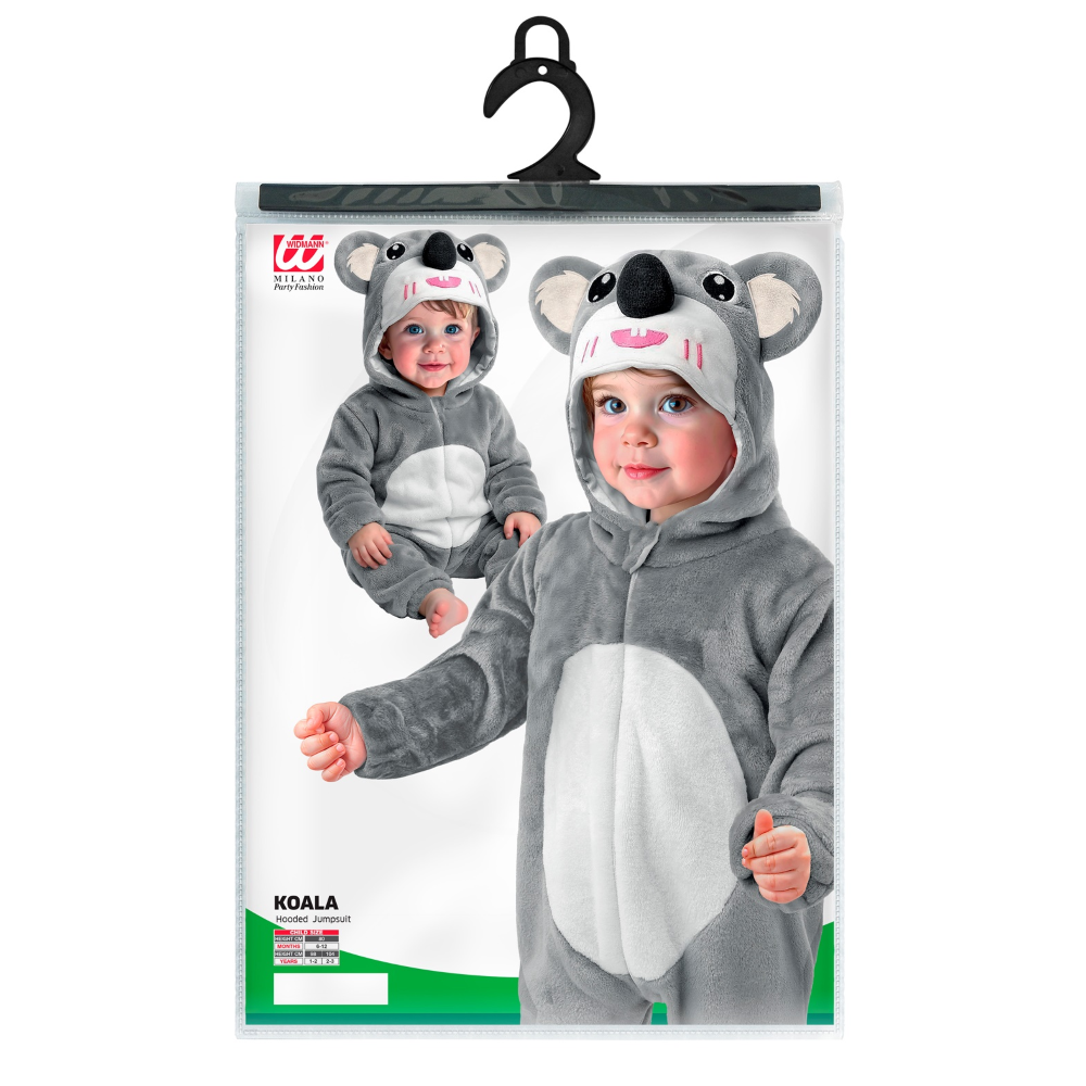 COSTUME KOALA IN MORBIDO VELLUTO TUTA CON CAPPUCCIO TRAVESTIMENTO CARNEVALE COSPLAY FESTE IN MASCHERA - 9549