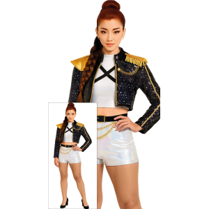 COSTUME K-POP STAR SILVER LEADER TRAVESTIMENTO CARNEVALE COSPLAY RUMI HUNTRIX IDOL GOLDEN - 8910
