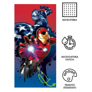 TELO MARE AVENGERS ASCIUGAMANO MARVEL IN MICROCOTONE CM. 140X70 - 50287