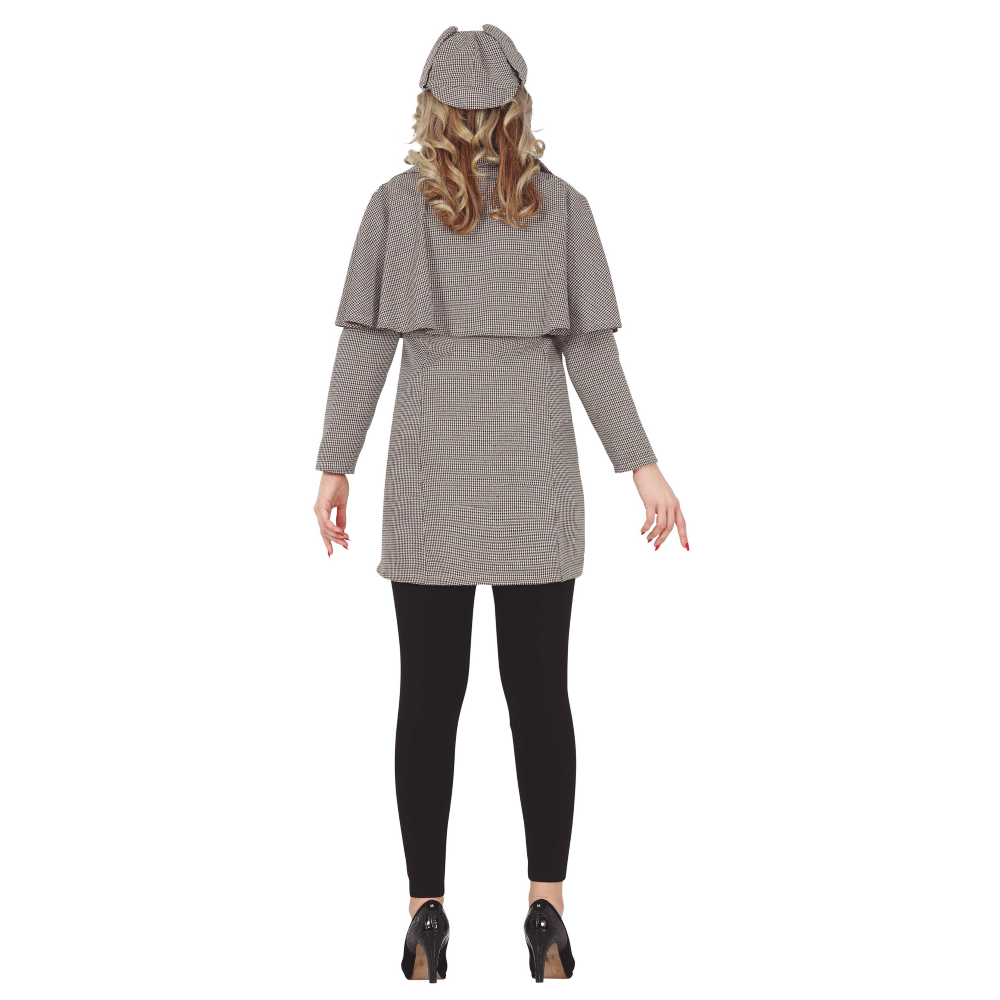 COSTUME DETECTIVE DONNA TRAVESTIMENTO CARNEVALE COSPLAY SHERLOCK HOLMES FESTE IN MASCHERA - 7922
