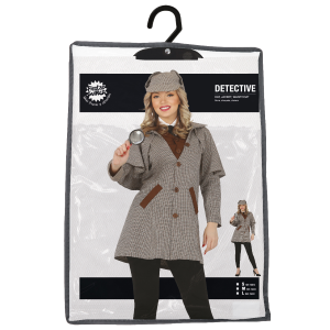COSTUME DETECTIVE DONNA TRAVESTIMENTO CARNEVALE COSPLAY SHERLOCK HOLMES FESTE IN MASCHERA - 7922
