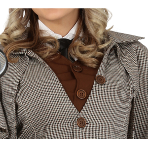 COSTUME DETECTIVE DONNA TRAVESTIMENTO CARNEVALE COSPLAY SHERLOCK HOLMES FESTE IN MASCHERA - 7922