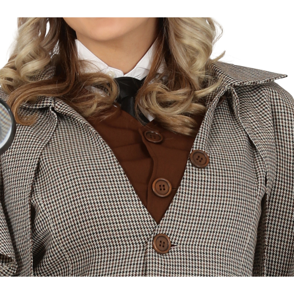 COSTUME DETECTIVE DONNA TRAVESTIMENTO CARNEVALE COSPLAY SHERLOCK HOLMES FESTE IN MASCHERA - 7922