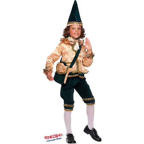 COSTUME BURATTINO PINOCCHIO VESTITO ABITO TRAVESTIMENTO CARNEVALE BAMBINO 50739