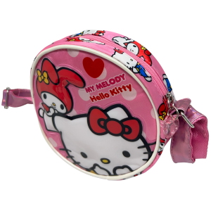 BORSA PASSEGGIO HELLO KITTY MY MELODY SANRIO BORSETTA ROTONDA 17 CM CON TRACOLLA REGOLABILE- 09236