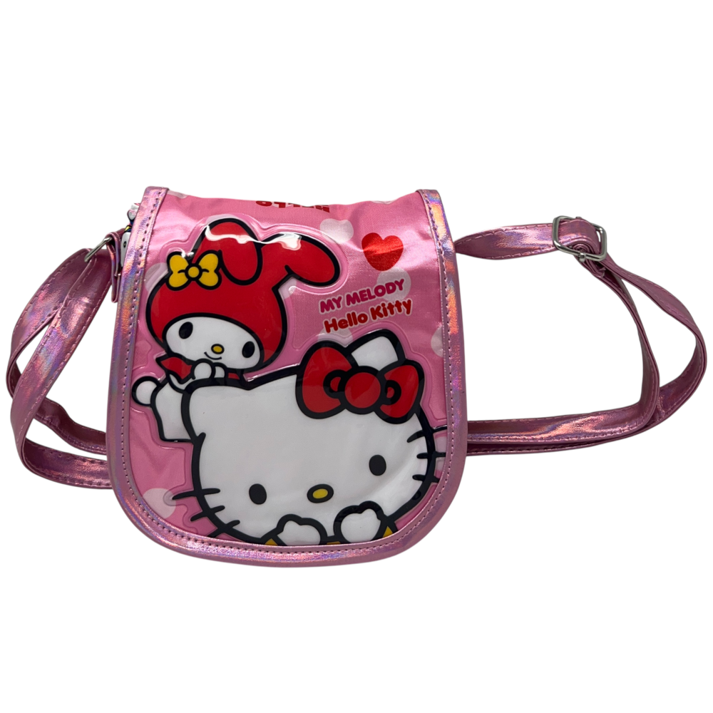 BORSA PASSEGGIO HELLO KITTY MY MELODY SANRIO BORSETTA 17 CM CON TRACOLLA REGOLABILE- 09234