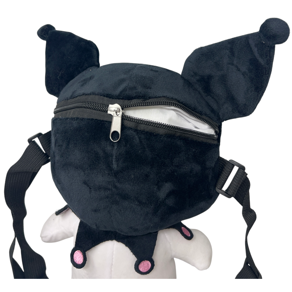 BORSETTA IN PELUCHE KUROMI SANRIO CON TRACOLLA REGOLABILE ACCESSORIO DA PASSEGGIO BAMBINI- 6287