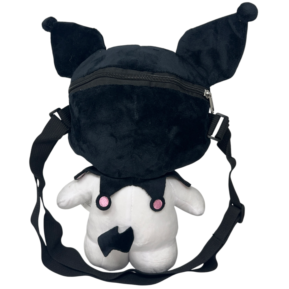 BORSETTA IN PELUCHE KUROMI SANRIO CON TRACOLLA REGOLABILE ACCESSORIO DA PASSEGGIO BAMBINI- 6287