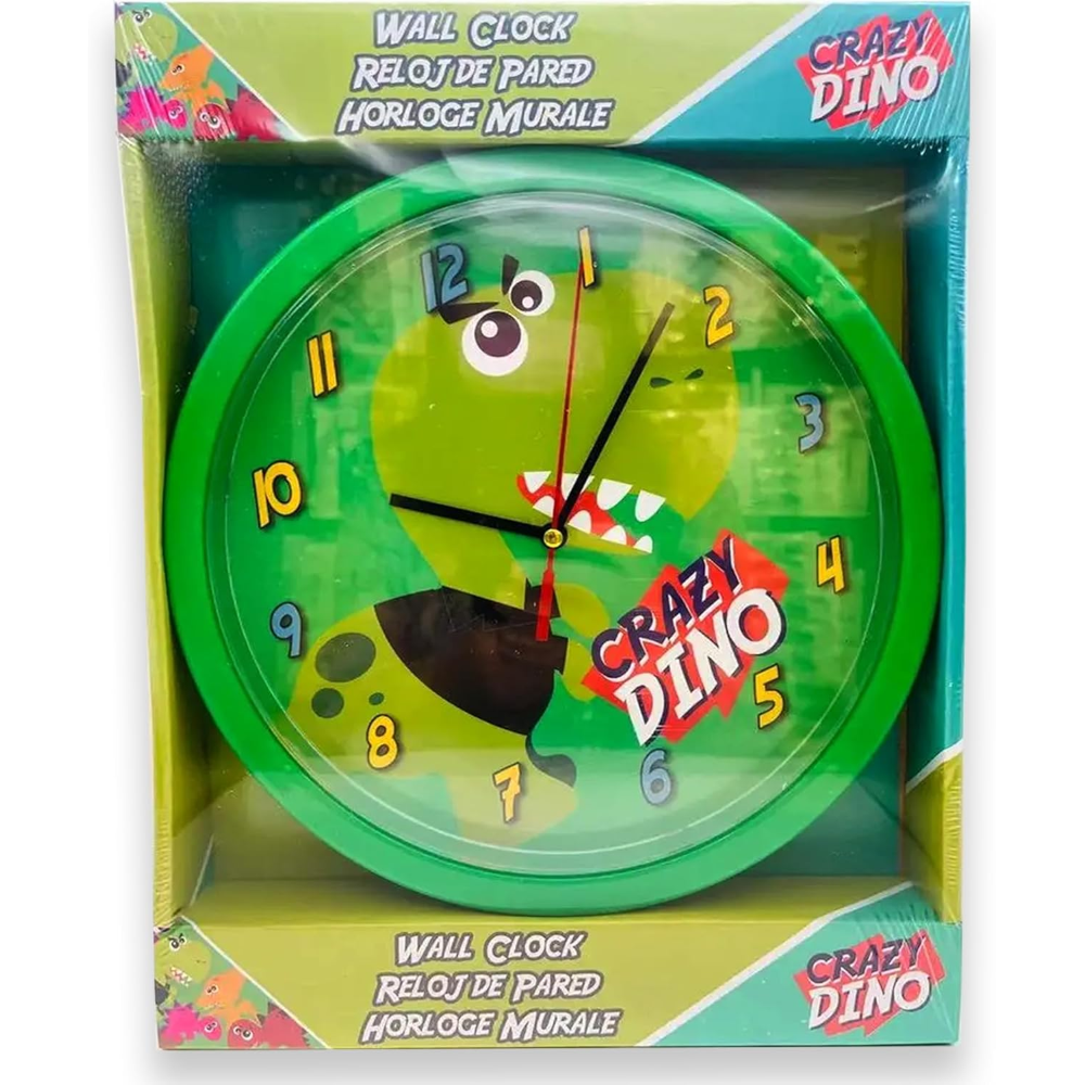 OROLOGIO CRAZY DINO DINOSAURI DA PARETE DIAMETRO CM. 24 - KL10770