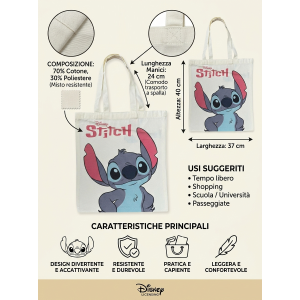 BORSA IN TELA RIUTILIZZABILE STITCH DISNEY BORSA SHOPPER MULTIFUNZIONE - NW1427