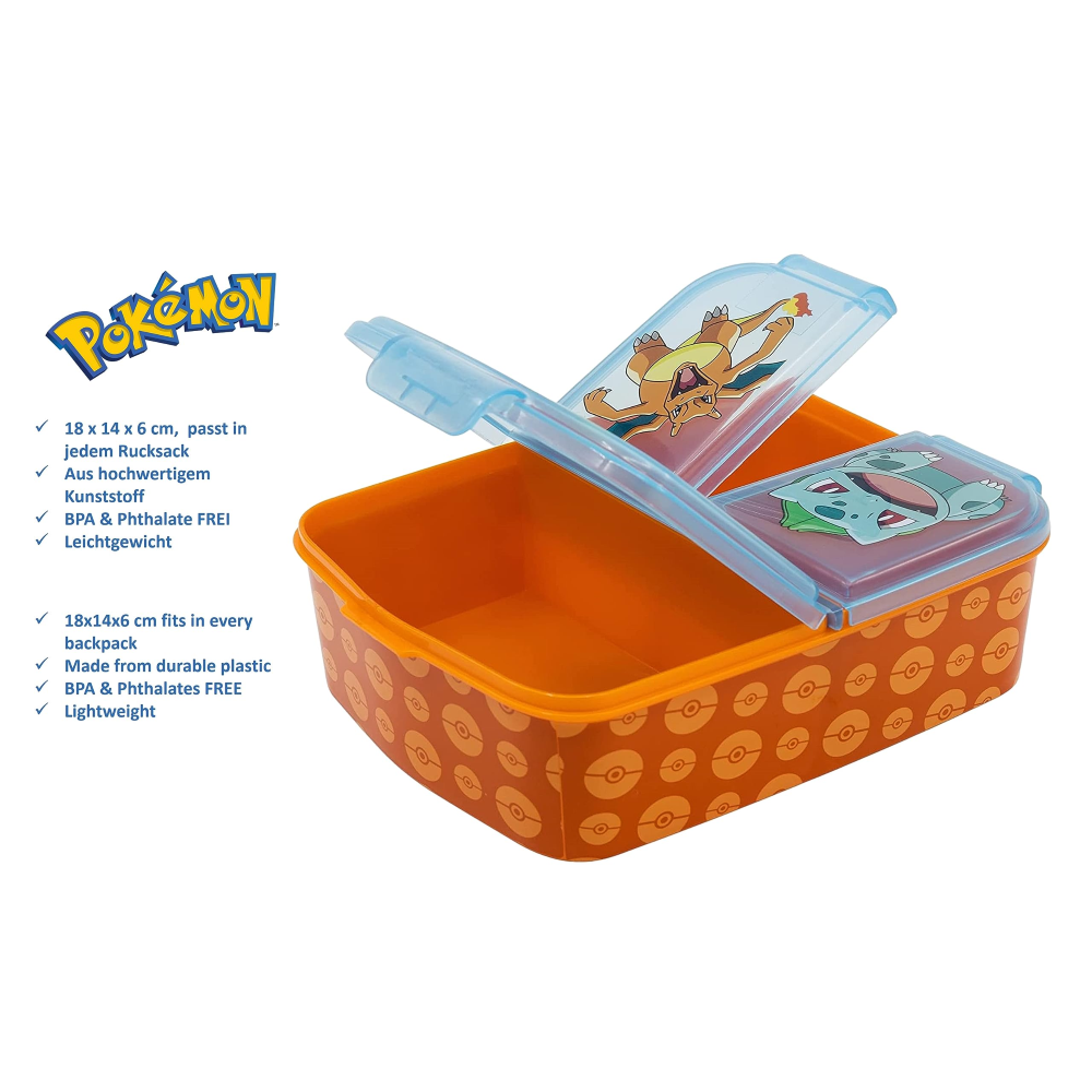 PORTAMERENDA MULTISCOMPARTO POKÉMON PORTA PRANZO SCUOLA TEMPO LIBERO - ST08020