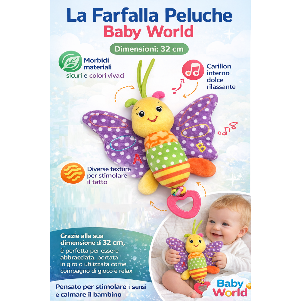 PELUCHE FARFALLA CARION ACTIVITY FEMMINUCCIA CON GIOCHI CM.32 VENTURELLI - 785103/2
