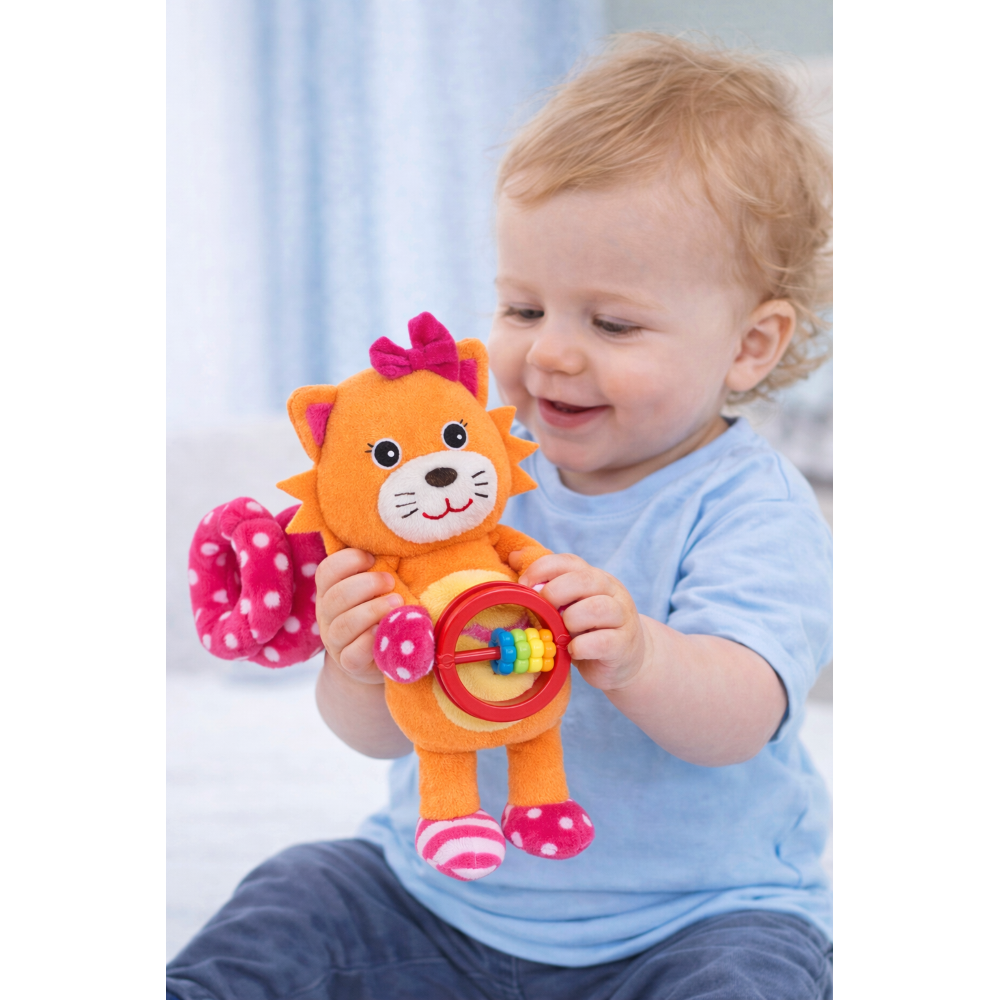 PELUCHE LEONE ACTIVITY FEMMINUCCIA CON GIOCHI PER CARROZZINA CM.27 VENTURELLI - 785104