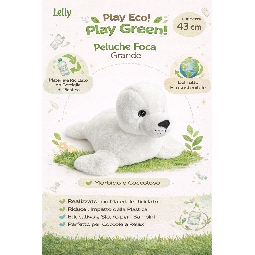 PELUCHE FOCA GRS CM. 35 PLASTICA RECICLATA LELLY - 800052