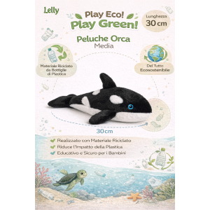PELUCHE ORCA GRS CM. 30 PLASTICA RECICLATA LELLY - 800054