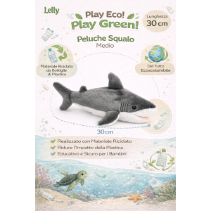 PELUCHE SQUALO GRS CM. 30 PLASTICA RECICLATA LELLY - 800055