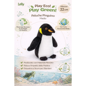 PELUCHE PINGUINO GRS CM. 22 PLASTICA RICICLATA LELLY - 800057