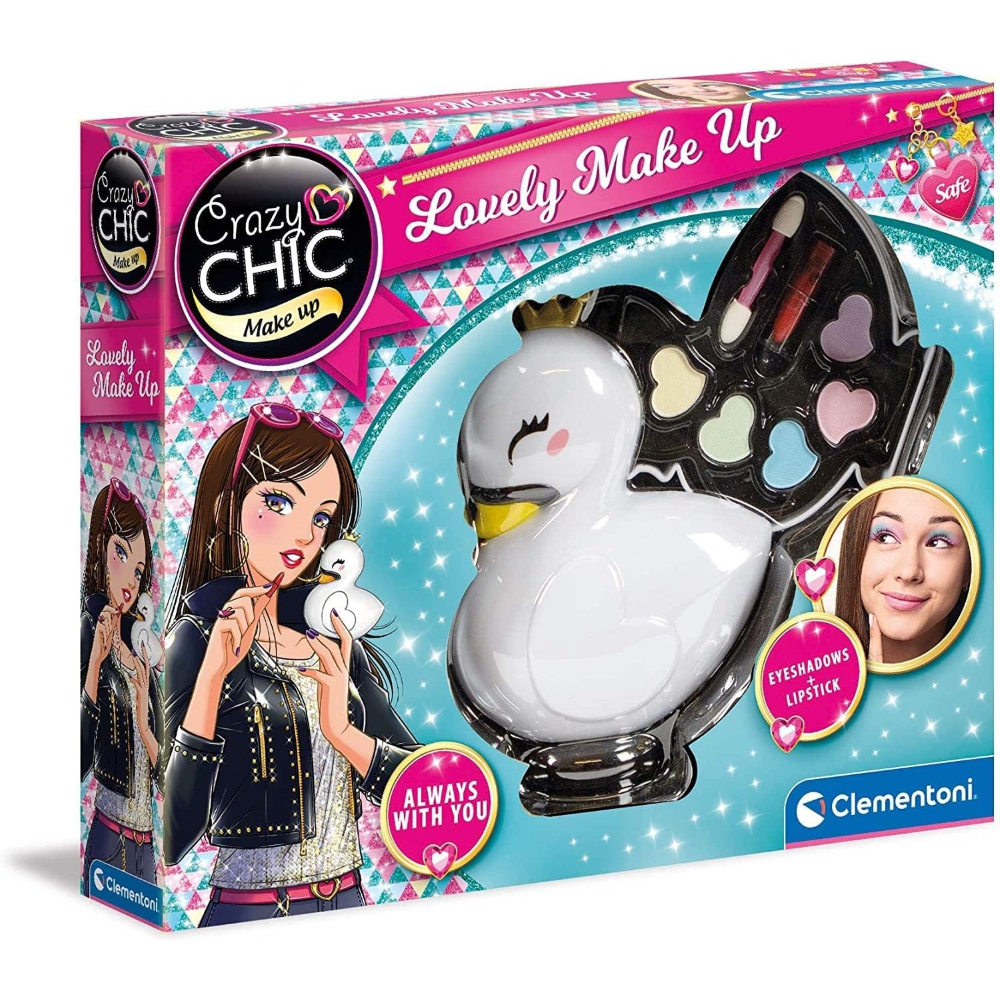 CLEMENTONI CRAZY CHIC TRUCCHI TROUSSE CIGNO OMBRETTI LIPSTICK SICURO PER BAMBINE - 18632