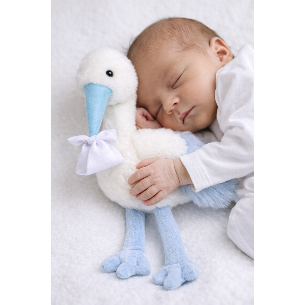 PELUCHE CICOGNA CELESTE NEONATO CM.27 PUPAZZO - 786001/1