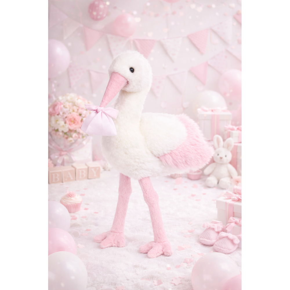 PELUCHE CICOGNA ROSA NEONATA CM.27 PUPAZZO - 786001/2