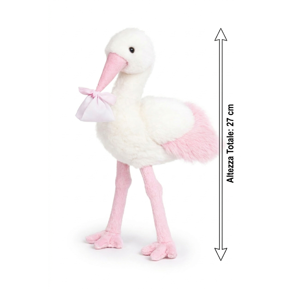 PELUCHE CICOGNA ROSA NEONATA CM.27 PUPAZZO - 786001/2
