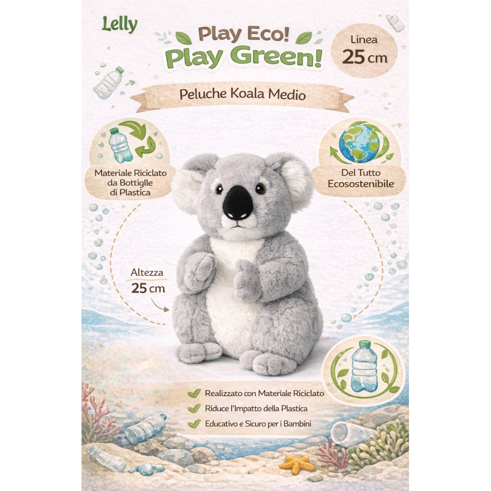 PELUCHE KOALA GRS CM. 25 PLASTICA RECICLATA LELLY - 800060