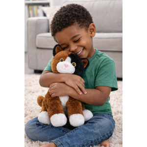 PELUCHE GATTO MARRONE GRS CM. 30 PLASTICA RECICLATA LELLY - 800201/3