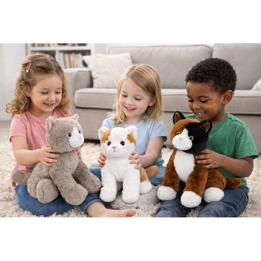PELUCHE GATTO MARRONE GRS CM. 30 PLASTICA RECICLATA LELLY - 800201/3