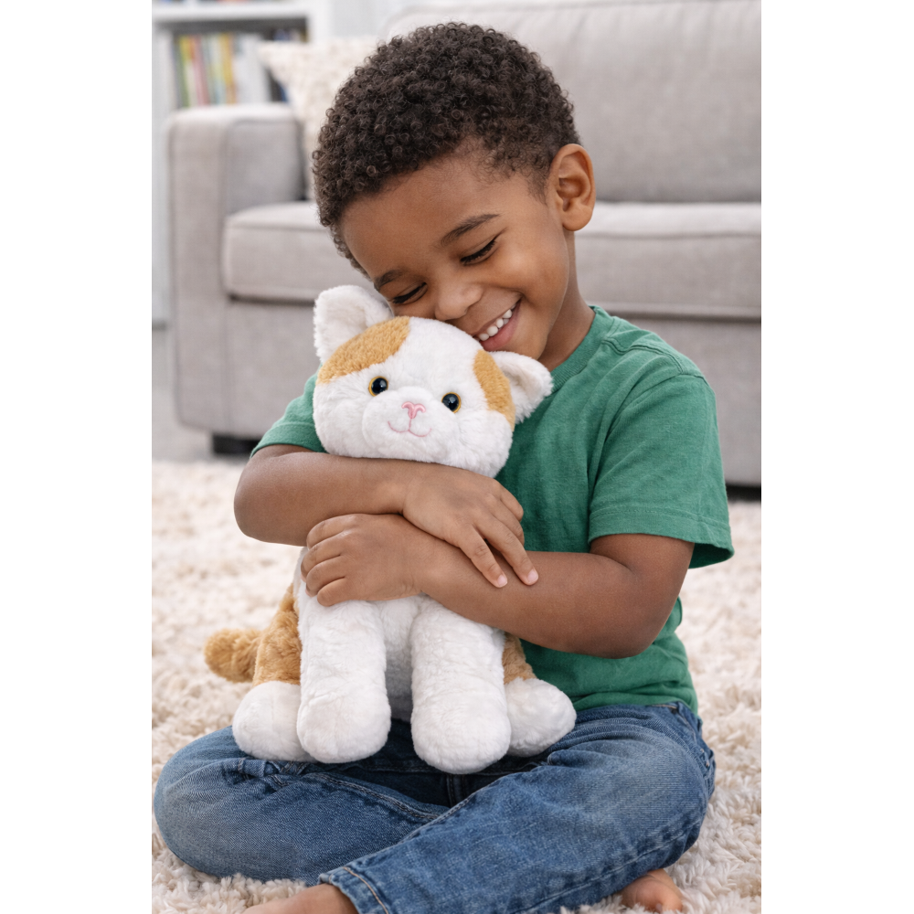 PELUCHE GATTO BIANCO GRS CM. 30 PLASTICA RECICLATA LELLY - 800201/2