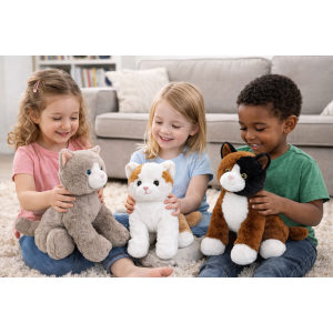 PELUCHE GATTO BIANCO GRS CM. 30 PLASTICA RECICLATA LELLY - 800201/2