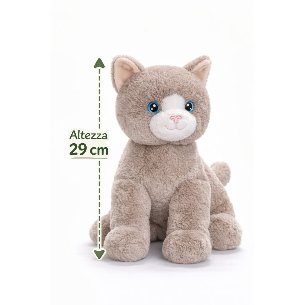 PELUCHE GATTO GRIGIO GRS CM. 30 PLASTICA RECICLATA LELLY - 800201/1
