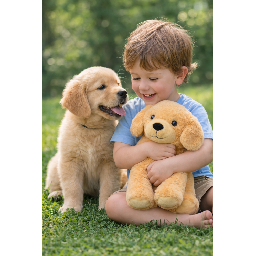 PELUCHE CANE GOLDEN RETRIEVER GRS CM. 25 PLASTICA RECICLATA LELLY - 800202