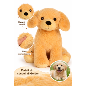 PELUCHE CANE GOLDEN RETRIEVER GRS CM. 25 PLASTICA RECICLATA LELLY - 800202