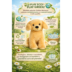 PELUCHE CANE GOLDEN RETRIEVER GRS CM. 25 PLASTICA RECICLATA LELLY - 800202