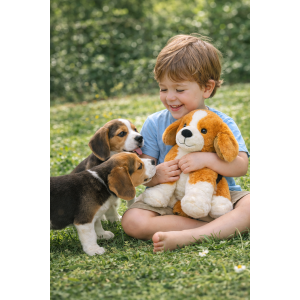 PELUCHE CANE BEAGLE GRS CM. 30 PLASTICA RECICLATA LELLY - 800205