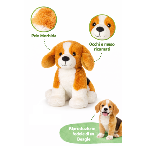 PELUCHE CANE BEAGLE GRS CM. 30 PLASTICA RECICLATA LELLY - 800205