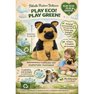 PELUCHE CANE PASTORE TEDESCO GRS CM. 25 PLASTICA RECICLATA LELLY - 800206