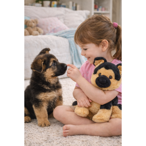 PELUCHE CANE PASTORE TEDESCO GRS CM. 25 PLASTICA RECICLATA LELLY - 800206