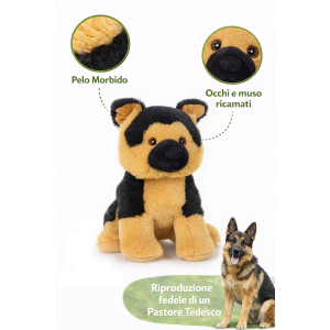 PELUCHE CANE PASTORE TEDESCO GRS CM. 25 PLASTICA RECICLATA LELLY - 800206