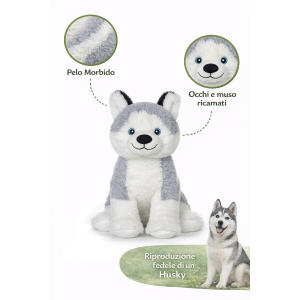 PELUCHE CANE HUSKY GRS CM. 25 PLASTICA RECICLATA LELLY - 800208