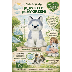 PELUCHE CANE HUSKY GRS CM. 25 PLASTICA RECICLATA LELLY - 800208