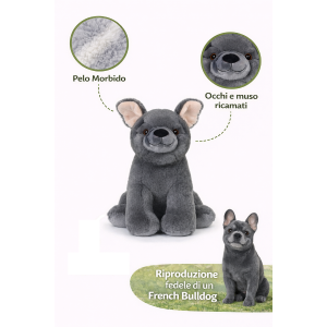 PELUCHE CANE FRENCH BULLDOG GRS CM. 25 PLASTICA RECICLATA LELLY - 800212