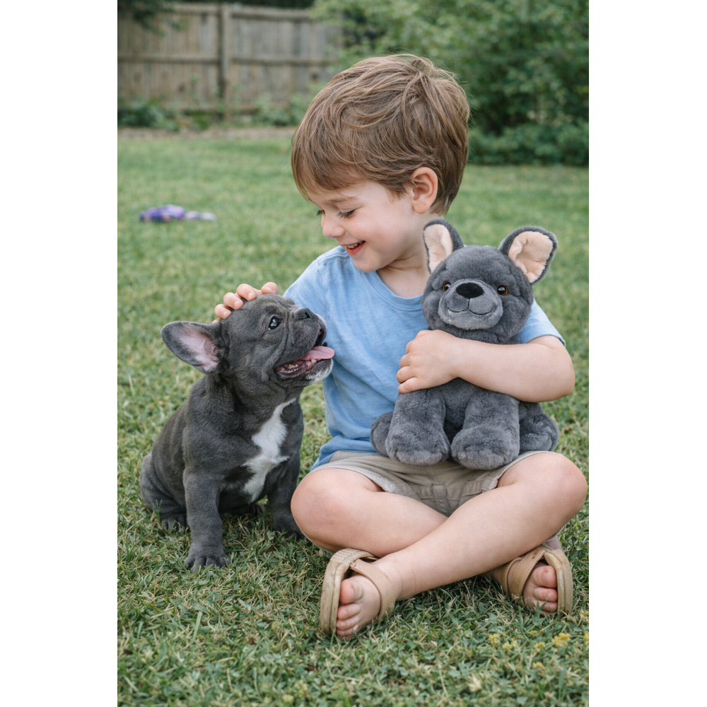 PELUCHE CANE FRENCH BULLDOG GRS CM. 25 PLASTICA RECICLATA LELLY - 800212