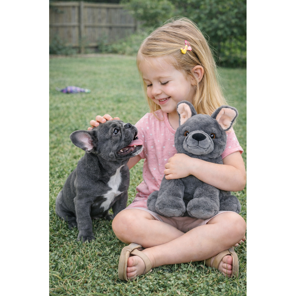 PELUCHE CANE FRENCH BULLDOG GRS CM. 30 PLASTICA RECICLATA LELLY - 800213