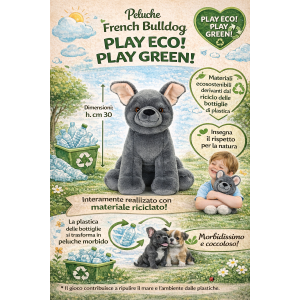 PELUCHE CANE FRENCH BULLDOG GRS CM. 30 PLASTICA RECICLATA LELLY - 800213