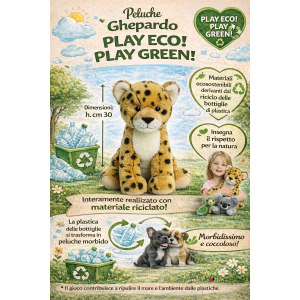 PELUCHE GHEPARDO GRS CM. 30 PLASTICA RECICLATA LELLY - 800065